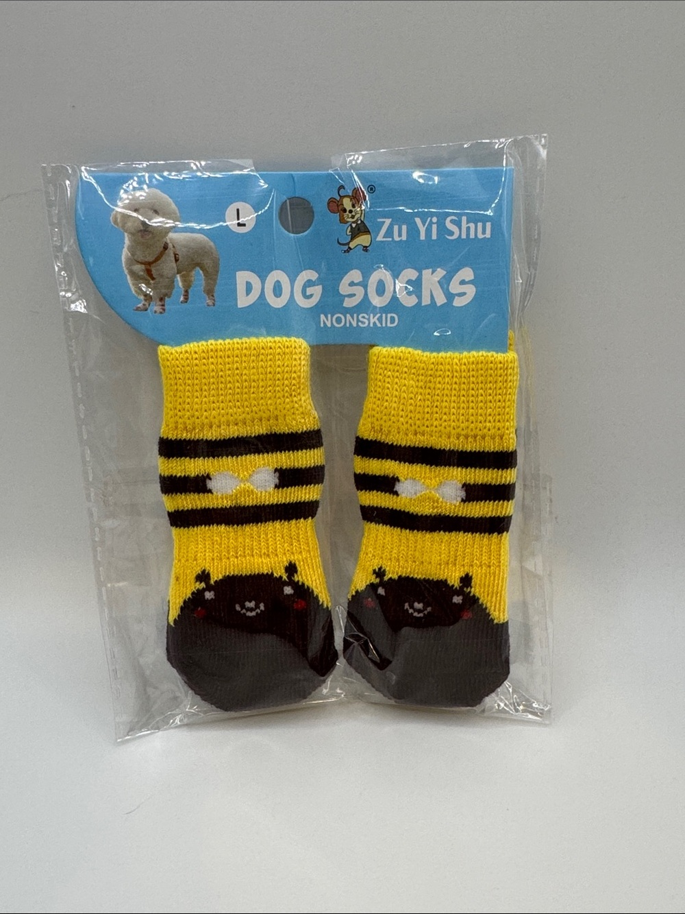 Yellow & Black Bumble Bee Non-Skid Pet Socks